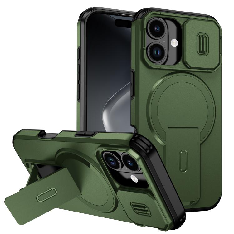 For iPhone 17 Sliding Camshield MagSafe Holder Phone Case(Green)