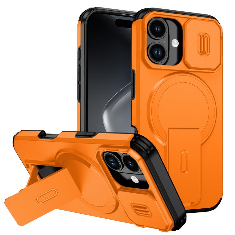 For iPhone 17 Sliding Camshield MagSafe Holder Phone Case(Orange)