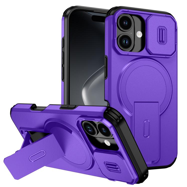 For iPhone 17 Sliding Camshield MagSafe Holder Phone Case(Purple)