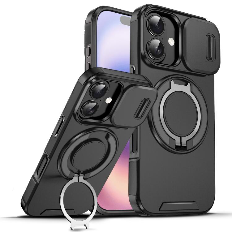 For iPhone 17 Sliding Camshield Ring Holder Phone Case(Black)