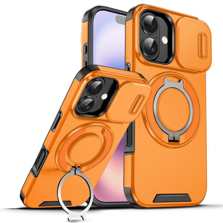 For iPhone 17 Sliding Camshield Ring Holder Phone Case(Orange)