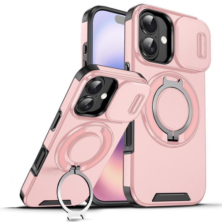 For iPhone 17 Sliding Camshield Ring Holder Phone Case(Pink)