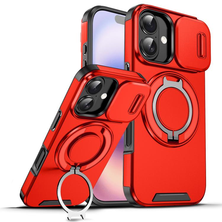 For iPhone 17 Sliding Camshield Ring Holder Phone Case(Red)