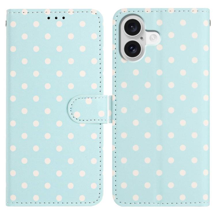 For iPhone 17 Small Dots Pattern Vegan Leather Phone Case(Light Blue)