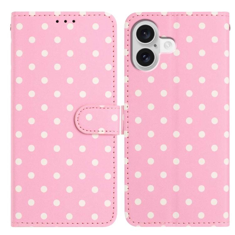 For iPhone 17 Small Dots Pattern Vegan Leather Phone Case(Pink)