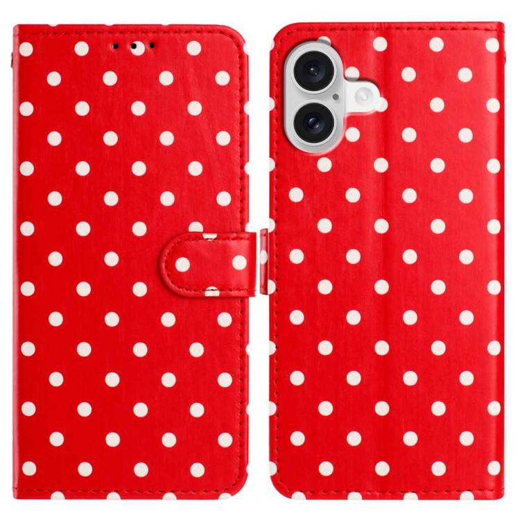 For iPhone 17 Small Dots Pattern Vegan Leather Phone Case(Red)