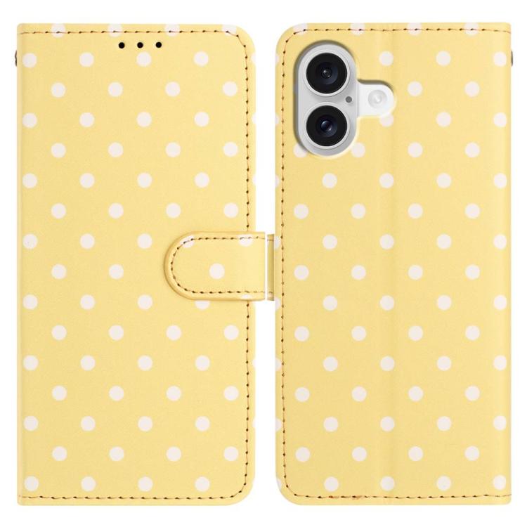 For iPhone 17 Small Dots Pattern Vegan Leather Phone Case(Yellow)