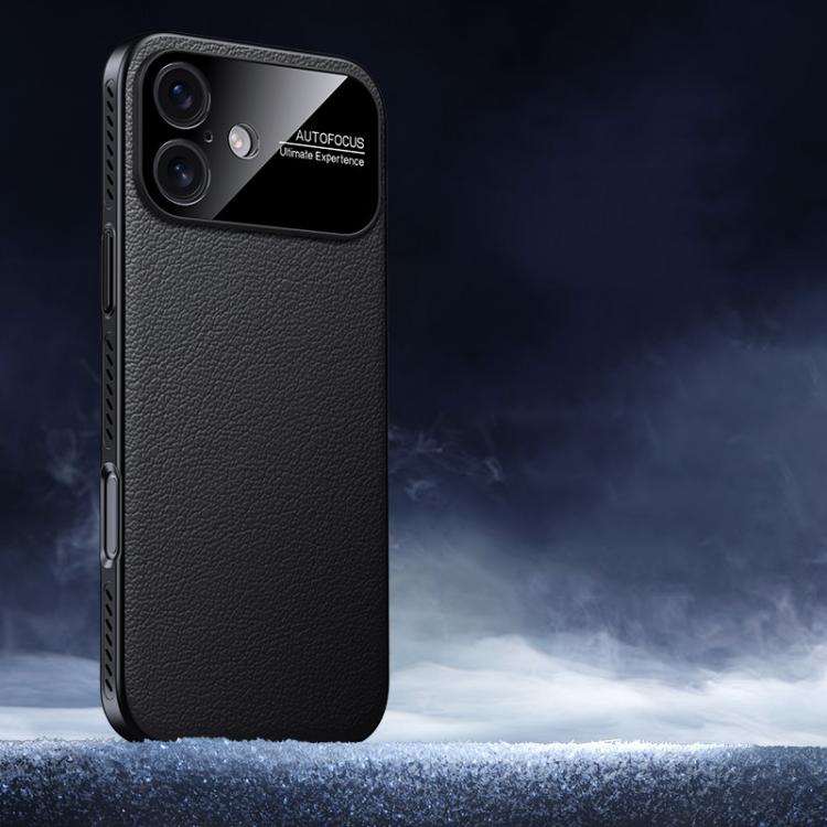 For iPhone 17 Soft Armor Cooling Plain Leather Hybrid PC Phone Case(Black)