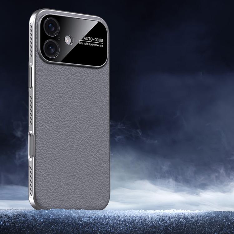 For iPhone 17 Soft Armor Cooling Plain Leather Hybrid PC Phone Case(Grey)