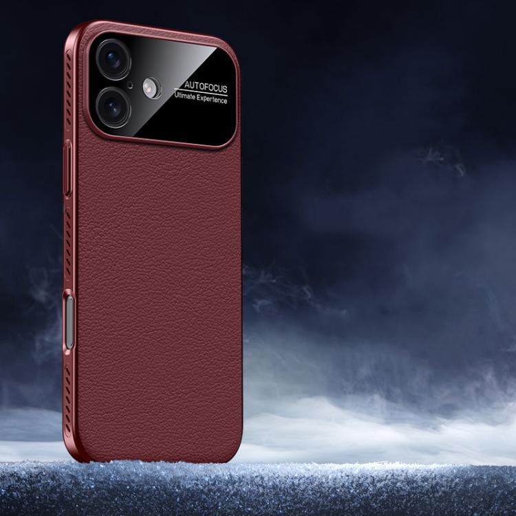 For iPhone 17 Soft Armor Cooling Plain Leather Hybrid PC Phone Case(Red)