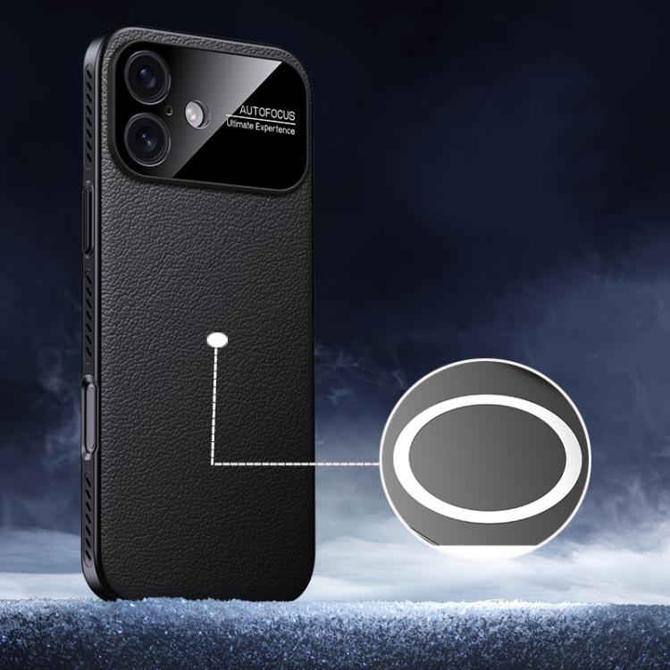For iPhone 17 Soft Armor MagSafe Cooling Plain Leather Hybrid PC Phone Case(Black)