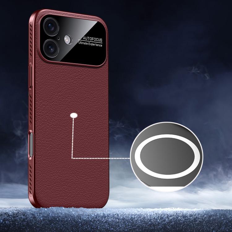 For iPhone 17 Soft Armor MagSafe Cooling Plain Leather Hybrid PC Phone Case(Red)