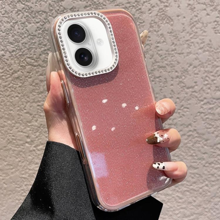 For iPhone 17 Solid Color Glitter & Rhinestone Design Phone Case(Silver)
