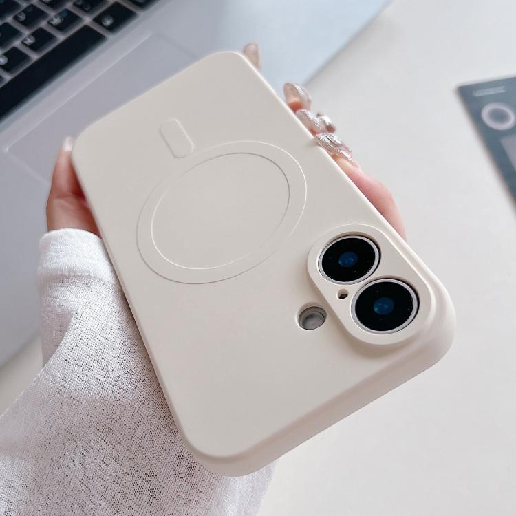 For iPhone 17 Solid Color Liquid Silicone MagSafe Magnetic Phone Case(Antique White)