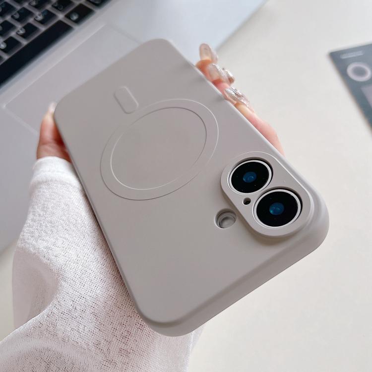 For iPhone 17 Solid Color Liquid Silicone MagSafe Magnetic Phone Case(Grey)