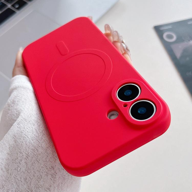 For iPhone 17 Solid Color Liquid Silicone MagSafe Magnetic Phone Case(Red)