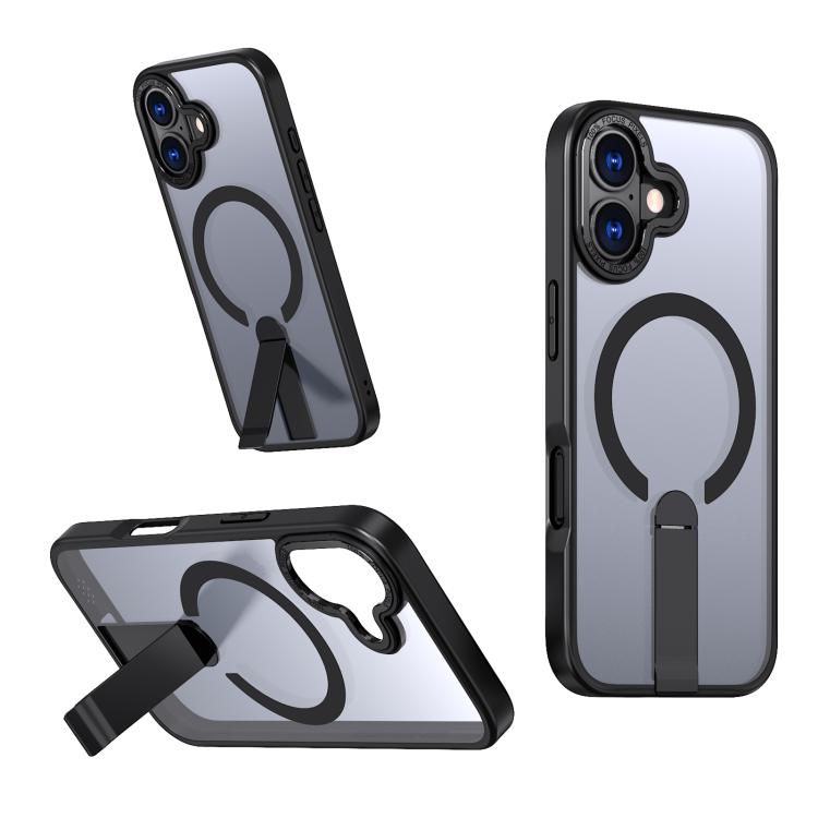 For iPhone 17 Star Shine Series TPU + PC MagSafe Phone Case with Fold Holder(Black)