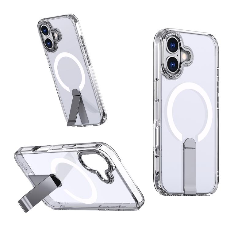 For iPhone 17 Star Shine Series TPU + PC MagSafe Phone Case with Fold Holder(Transparent)