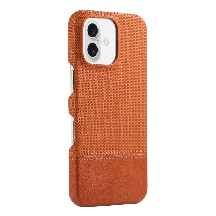 For iPhone 17 Stitching Cloth MagSafe Magnetic PC Hybrid PU Phone Case(Brown)