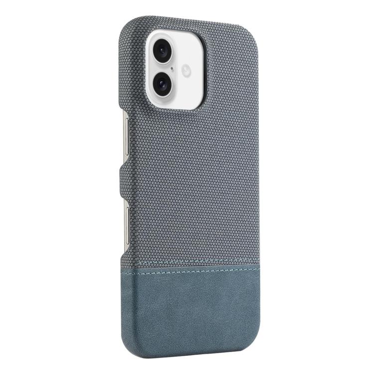 For iPhone 17 Stitching Cloth MagSafe Magnetic PC Hybrid PU Phone Case(Cyan Blue)