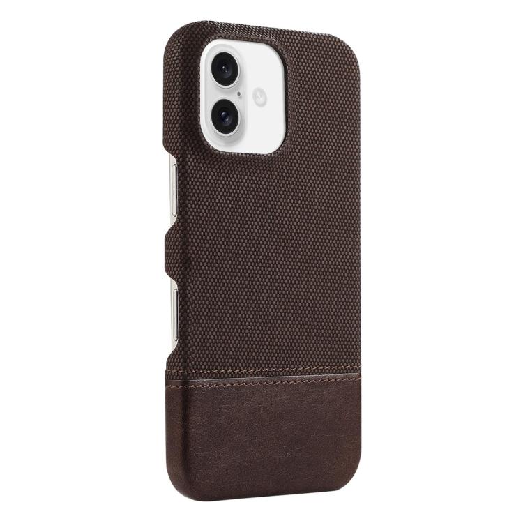 For iPhone 17 Stitching Cloth MagSafe Magnetic PC Hybrid PU Phone Case(Dark Brown)