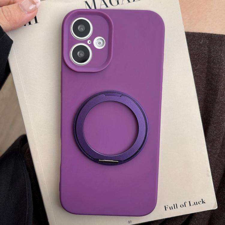 For iPhone 17 Stress Relief Holder Magnetic Fine Hole Silicone Phone Case(Dark Purple)