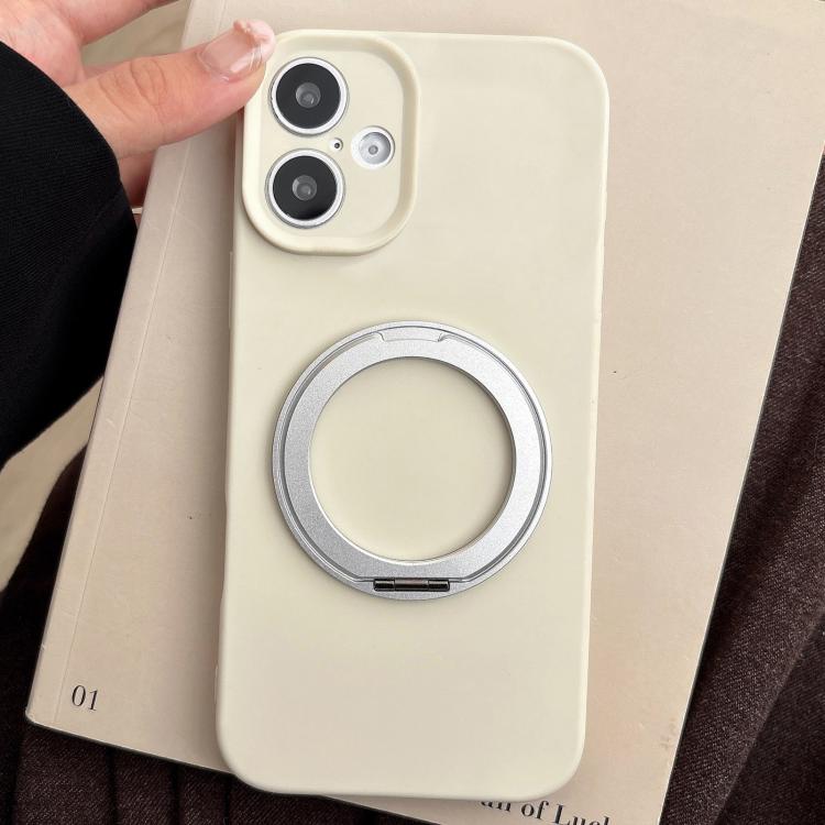 For iPhone 17 Stress Relief Holder Magnetic Fine Hole Silicone Phone Case(White)