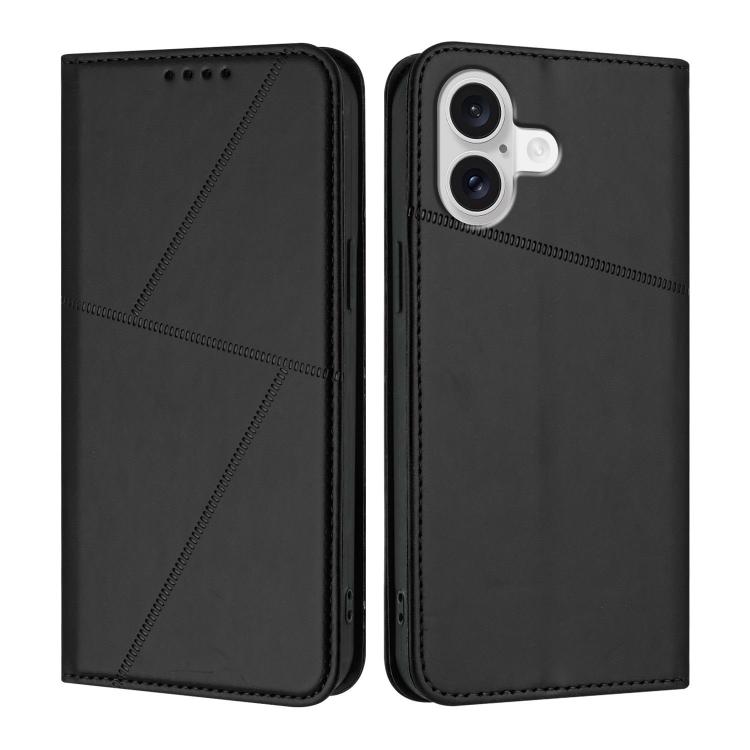 For iPhone 17 Strong Magnetic Frosted Flip Leather Phone Case(Black)