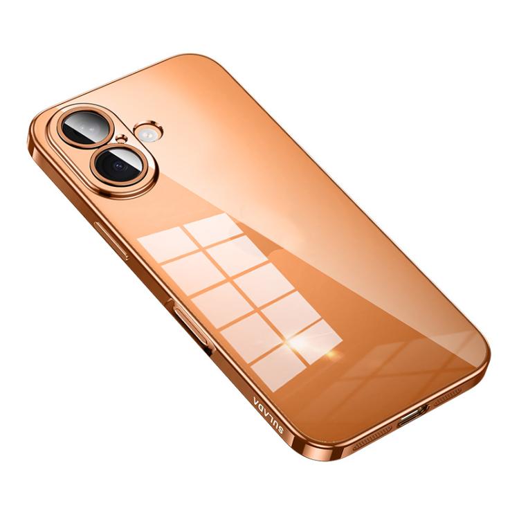 For iPhone 17 SULADA Shine Through Series Plating TPU Transparent Phone Case(Orange)