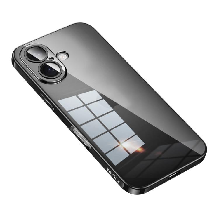 For iPhone 17 SULADA Shine Through Series Plating TPU Transparent Phone Case(Space Black)