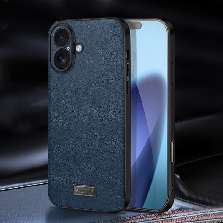 For iPhone 17 SULADA Shockproof TPU Hybrid Handmade Leather Phone Case(Blue)