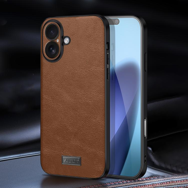 For iPhone 17 SULADA Shockproof TPU Hybrid Handmade Leather Phone Case(Brown)