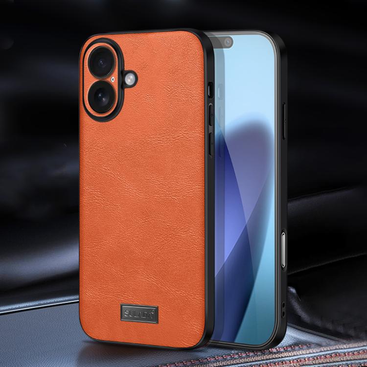 For iPhone 17 SULADA Shockproof TPU Hybrid Handmade Leather Phone Case(Orange)