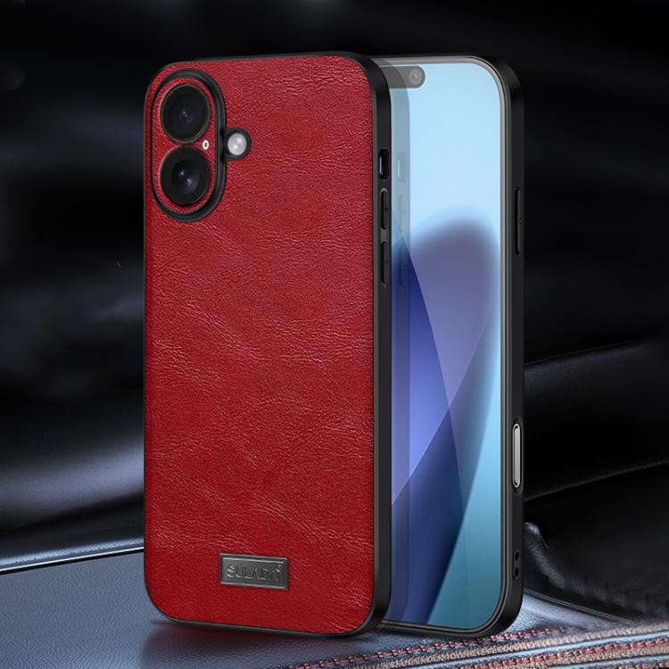 For iPhone 17 SULADA Shockproof TPU Hybrid Handmade Leather Phone Case(Red)