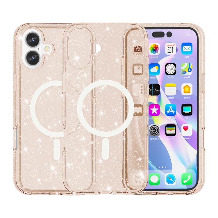 For iPhone 17 Terminator Style Glitter Powder MagSafe Magnetic Phone Case(Gold)