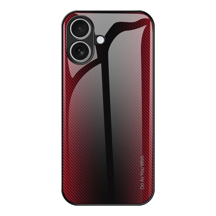 For iPhone 17 Texture Gradient Glass TPU Phone Case(Red)