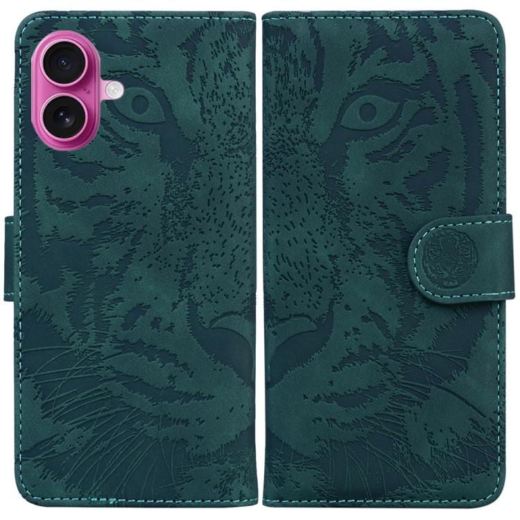 For iPhone 17 Tiger Embossing Pattern Leather Phone Case(Green)