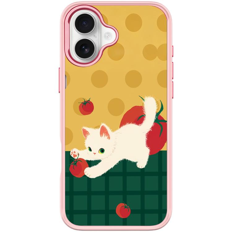 For iPhone 17 Tomato Cat Pattern Magnetic Phone Case(Pink)