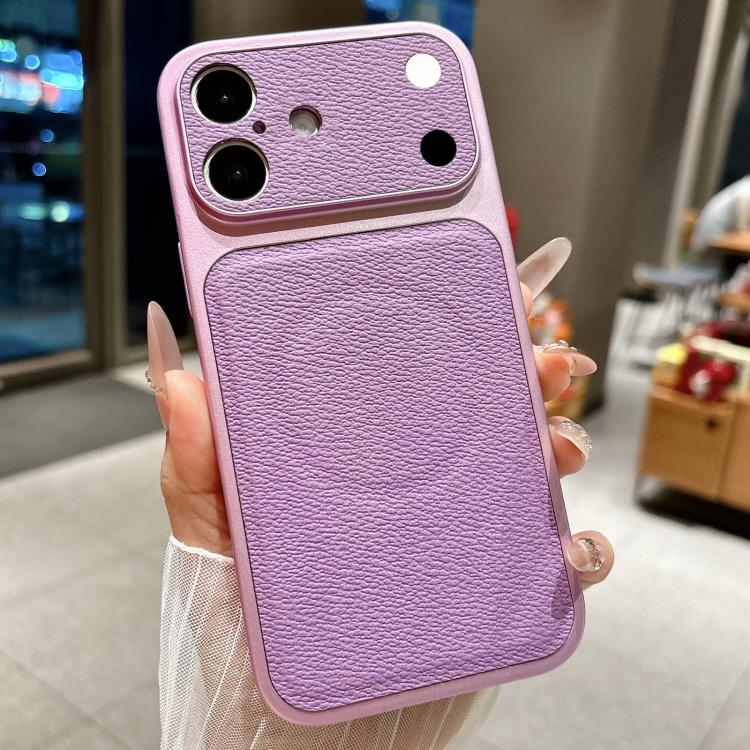 For iPhone 17 Transforms Into 17 Large Window Litchi Texture Magnetic Phone Case(Purple)