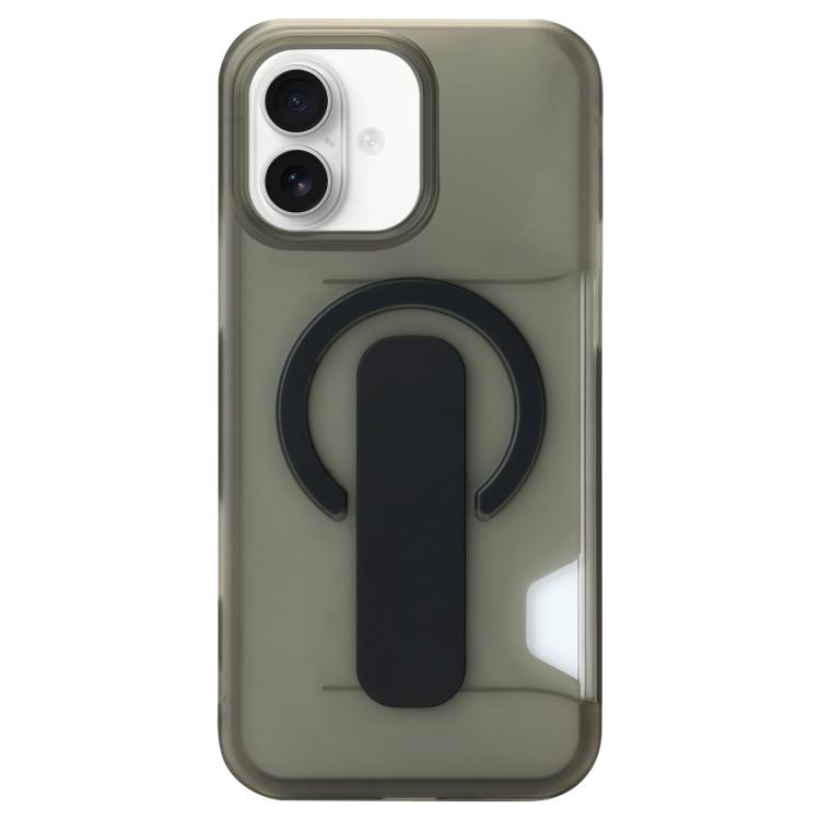 For iPhone 17 Translucent Holder Card Slot Magnetic Phone Case(Black)