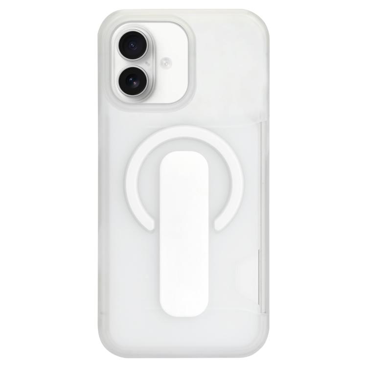 For iPhone 17 Translucent Holder Card Slot Magnetic Phone Case(White)