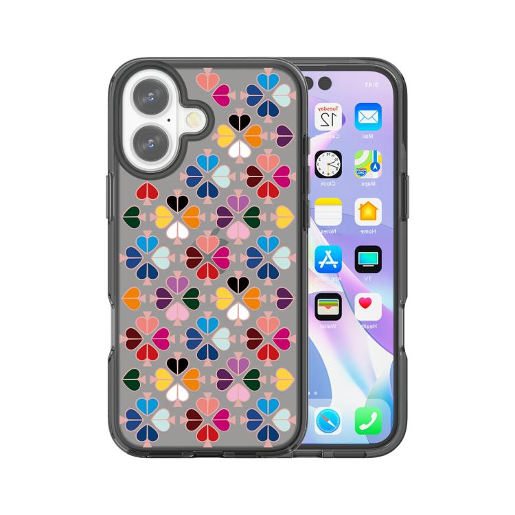 For iPhone 17 Transparent Crystal Red Heart Pattern Phone Case(Black)