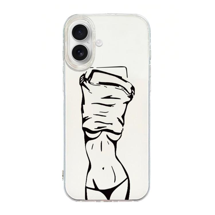 For iPhone 17 Transparent Frame IMD Cream Phone Case(Line Girl)