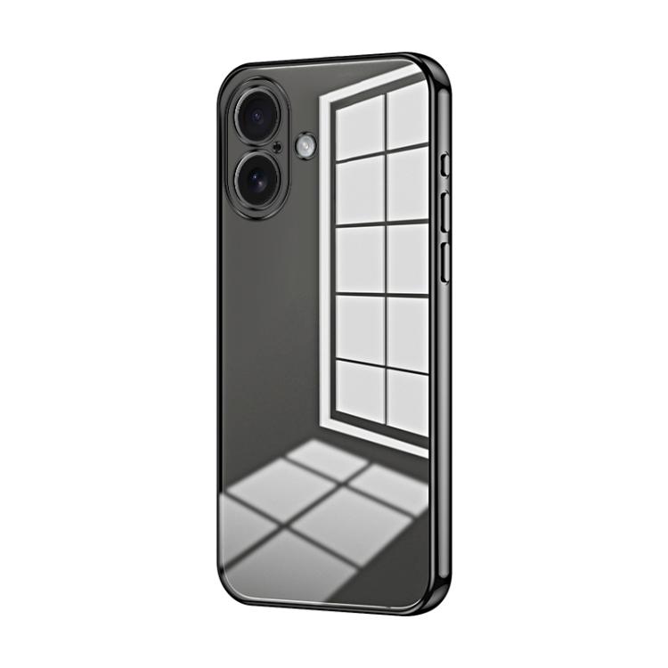 For iPhone 17 Transparent Plating Fine Hole Phone Case(Black)