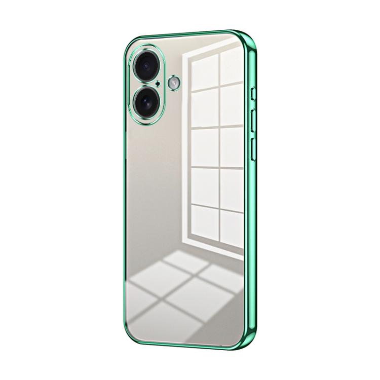 For iPhone 17 Transparent Plating Fine Hole Phone Case(Green)