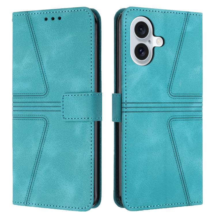 For iPhone 17 Triangle Solid Color Leather Phone Case(Green)