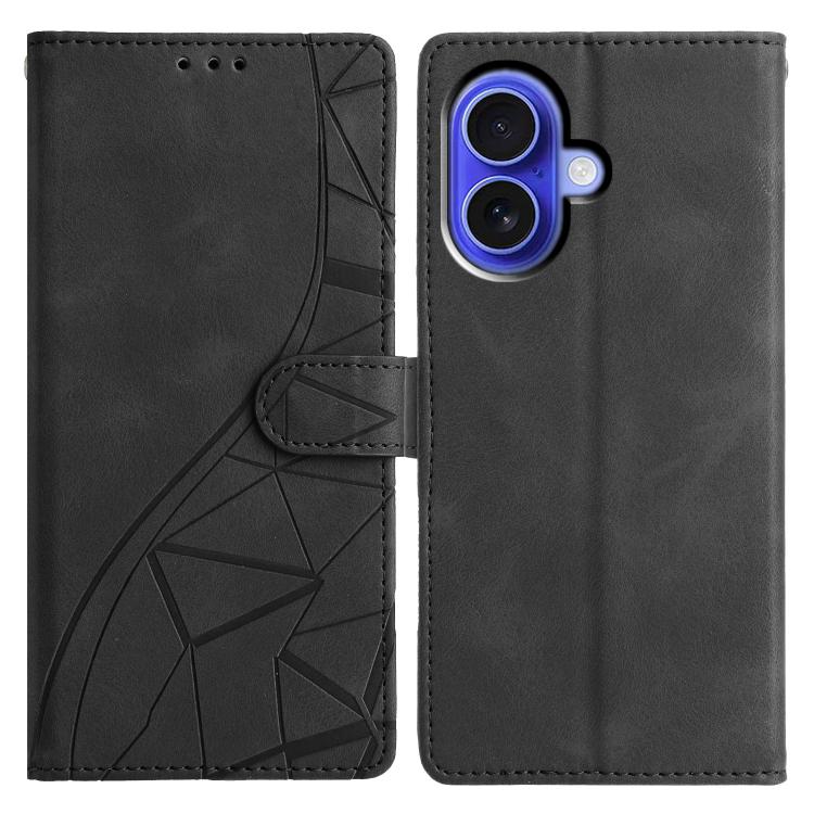 For iPhone 17 Triangles Embossed Leather Phone Case(Black)