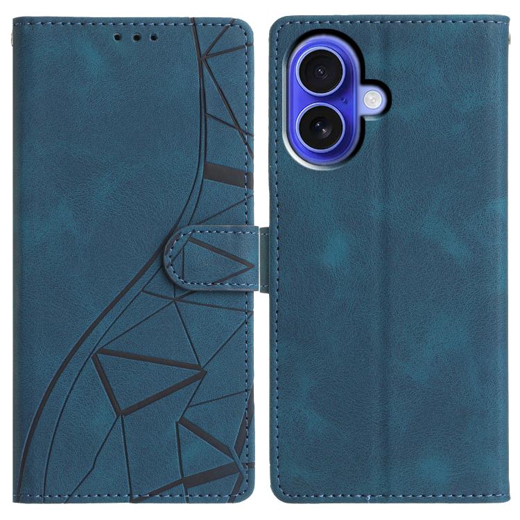 For iPhone 17 Triangles Embossed Leather Phone Case(Blue)
