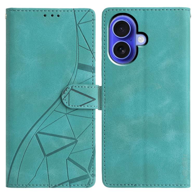 For iPhone 17 Triangles Embossed Leather Phone Case(Green)