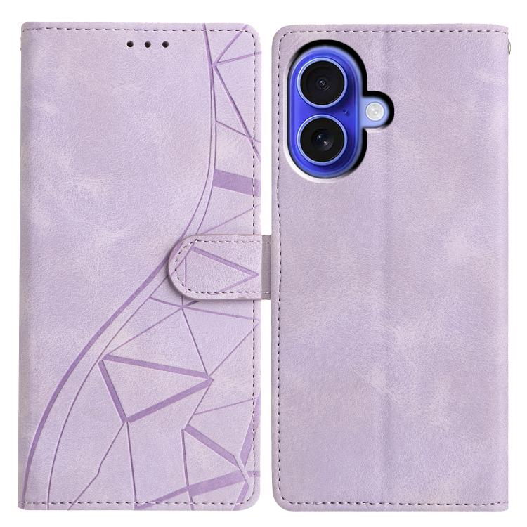 For iPhone 17 Triangles Embossed Leather Phone Case(Purple)
